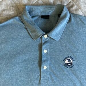 Dunning Pebble Beach Golf Links Polo Shirt Mens Large Blue Cotton Polyester